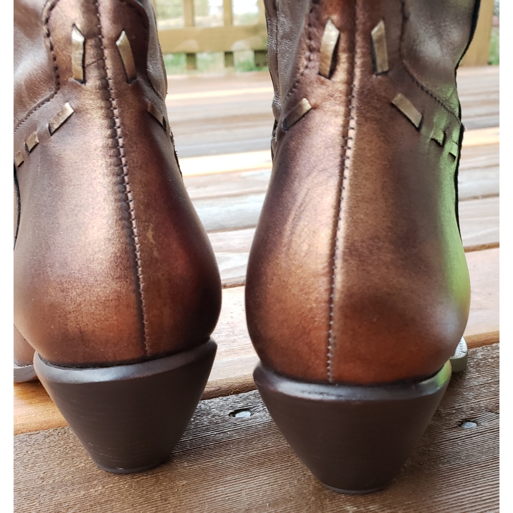 SOLD☆ DBCBgirls Metallic Leather Cowboy Boots 7.5 - Picture 8 of 10